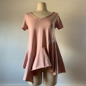 Anthropologie Soft Pink Bleach V Neck T-Shirt XSP